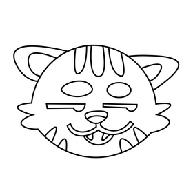 Cartoon cat head black and white clipart