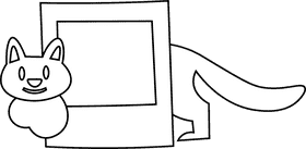 Polaroid cat black and white clipart