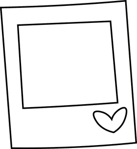 Polaroid heart black and white clipart