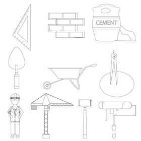 Architect set black and white vector