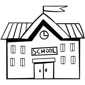 School big black and white clipart