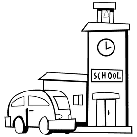 School bus black and white clipart