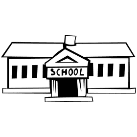 School long black and white clipart