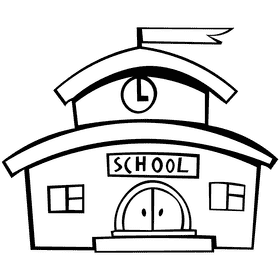 School round black and white clipart
