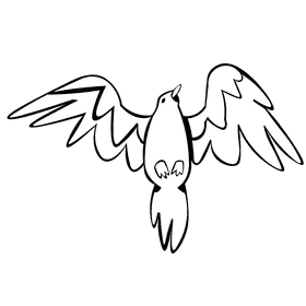 Seagull flying black and white clipart