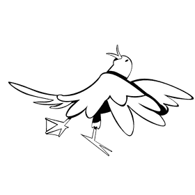 Seagull scared black and white clipart