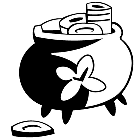 Shamrock pot black and white clipart