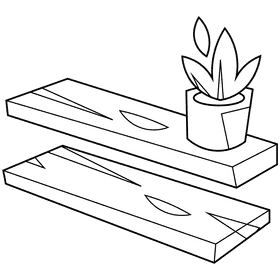 Shelf boards black and white clipart