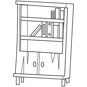 Shelf cabinet black and white clipart