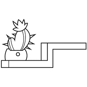 Shelf cactus black and white clipart