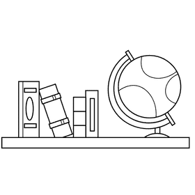Shelf globe black and white clipart