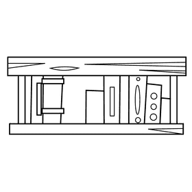 Shelf long black and white clipart