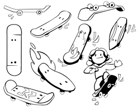 Skateboard black and white vector