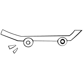 Skateboard profile black and white clipart
