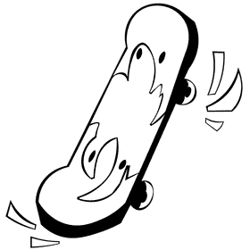 Skateboard splash black and white clipart