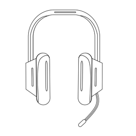 Headset drawing black and white clipart