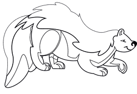 Skunk sneaks black and white clipart