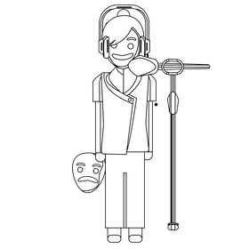 Singer drawing black and white clipart