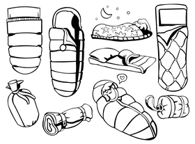 Sleeping bag black and white vector