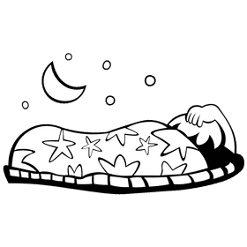 Sleeping bag night black and white clipart