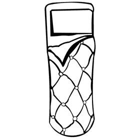 Sleeping bag reticulate black and white clipart