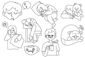 Sleepy black and white vector