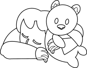 Sleepy bear black and white clipart