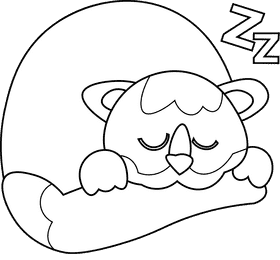 Sleepy cat black and white clipart