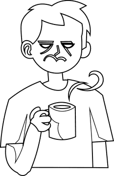Sleepy coffee black and white clipart