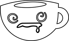 Sleepy cup black and white clipart