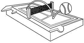 Tennis court ball black and white clipart