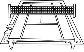 Tennis court perspective black and white clipart