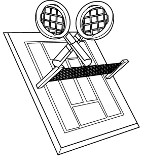Tennis court rackets black and white clipart