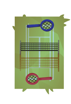 Tennis court rackets clipart