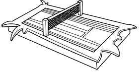 Tennis court three quarters black and white clipart