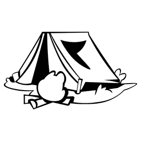 Tent campfire black and white clipart