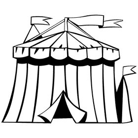 Tent marque black and white clipart