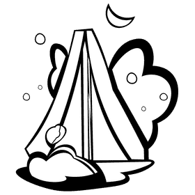 Tent night black and white clipart