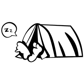 Tent sleep black and white clipart