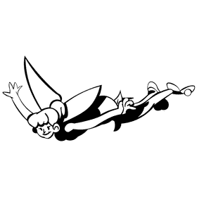 Tinker bell flying black and white clipart