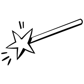 Tinker bell magic wand black and white clipart