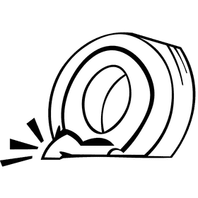 Tire deflated black and white clipart