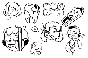 Toothache black and white vector