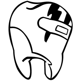 Toothache damage black and white clipart