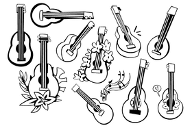 Ukulele black and white vector