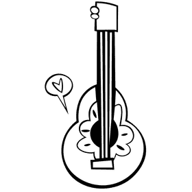 Ukulele pink black and white clipart