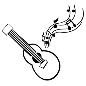 Ukulele sound black and white clipart