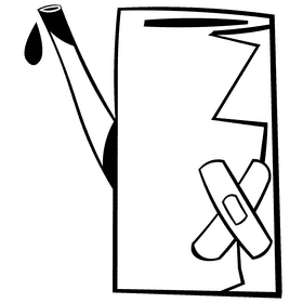Watering can damaged black and white clipart