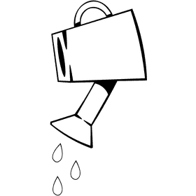 Watering can drops black and white clipart