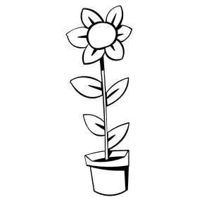 Watering can sunflower black and white clipart